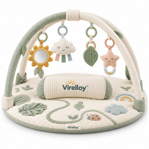 Virelloy™ Soft Activity Tummy Time Play Gym with Interactive Sensory Arch and Baby Development Mat