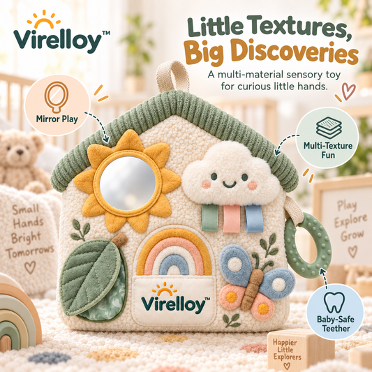 Virelloy™ Multi Texture Baby Sensory Discovery Toy with Soft Fabric Panels and Interactive Touch Exploration