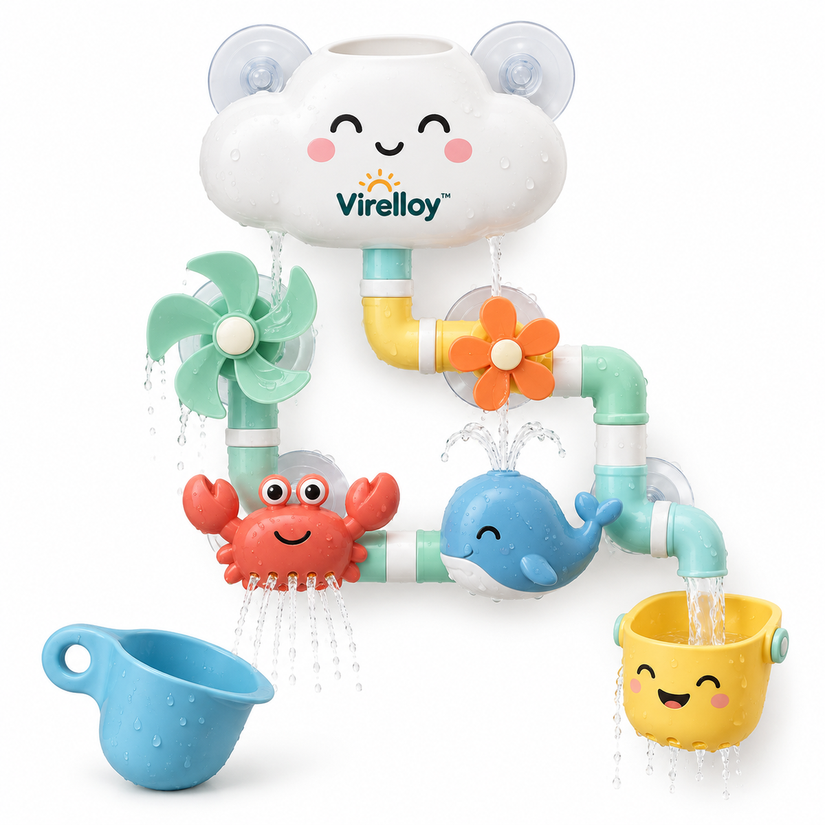 Virelloy™ Interactive Bath Time Toy Set with Water Spray Activities and Creative Splash Play