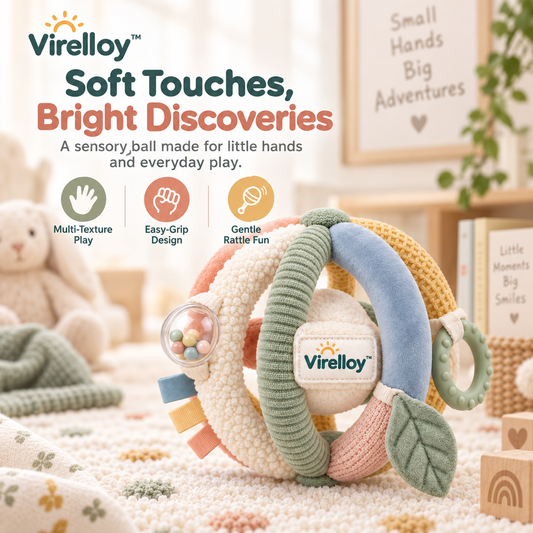 Virelloy™ Soft Sensory Baby Discovery Ball with Multi Texture Layers and Easy Grip Design
