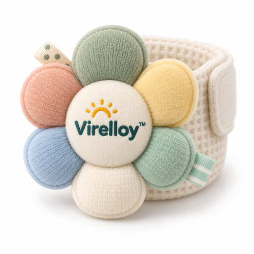 Virelloy™ Soft Sensory Baby Wrist Rattle with Adjustable Comfort Band and Gentle Motion Sounds