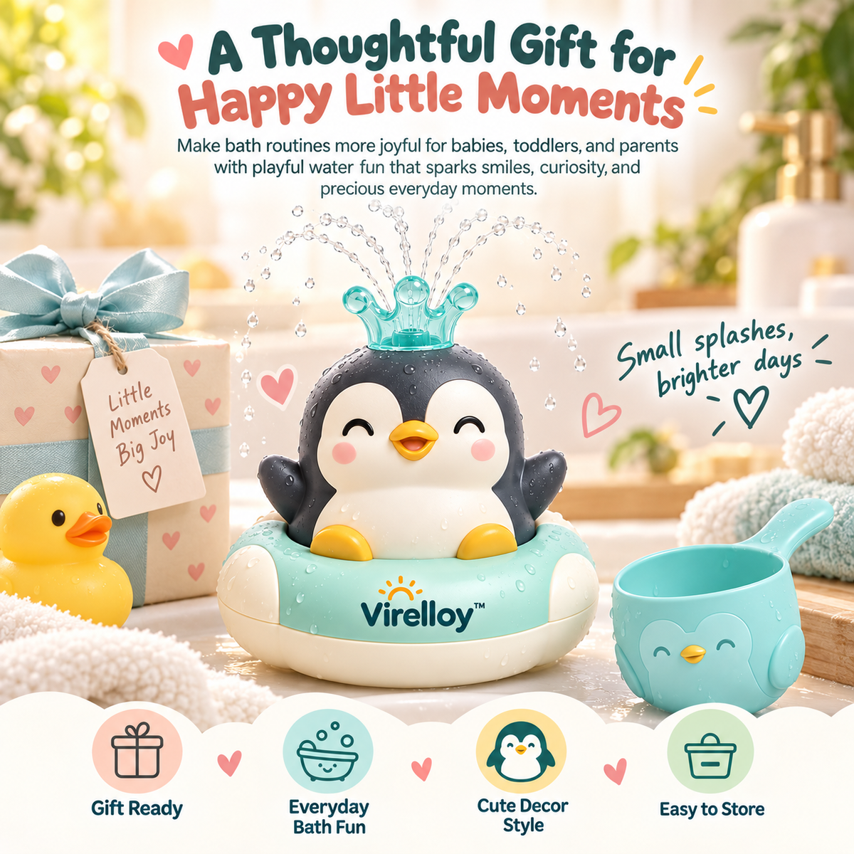 Virelloy™ Baby Bath Spray Toy with Water Pump Fun and Interactive Splash Play