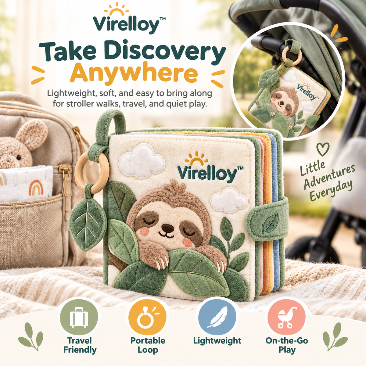 Virelloy™ Soft Sensory Baby Cloth Book with Interactive Fabric Pages and Early Learning Exploration