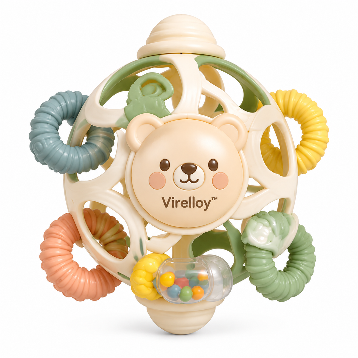 Virelloy™ Gentle Motion Baby Rattle with Soft Sensory Rings and Modern Nursery Design